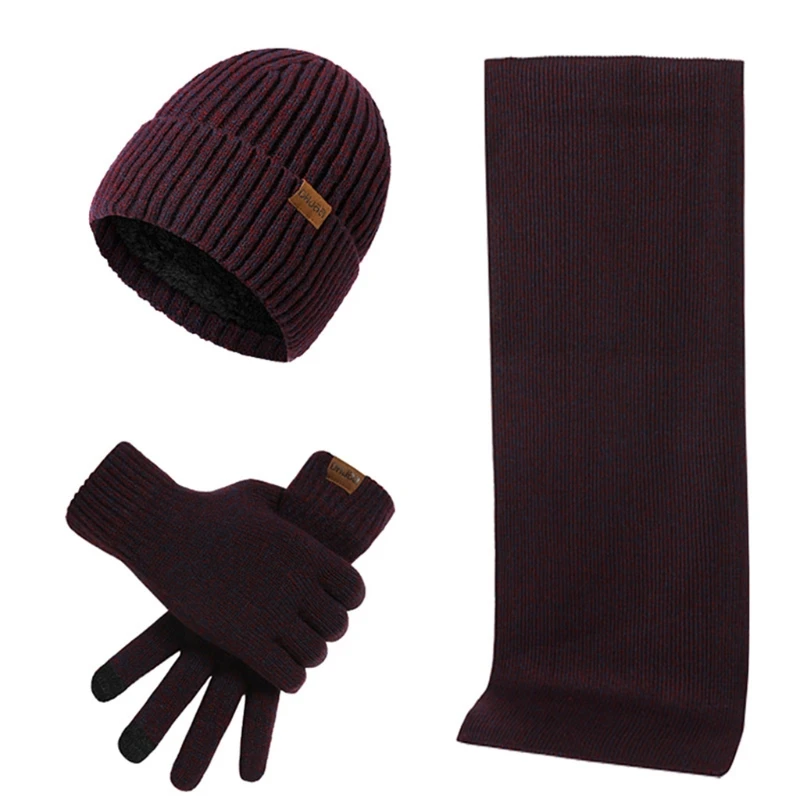 

Thickened Fleece Hat Scarf Fleece Lining Beanie Cap Gloves Set Men Autumn Winter Warm Camping Portable Outdoor Elements