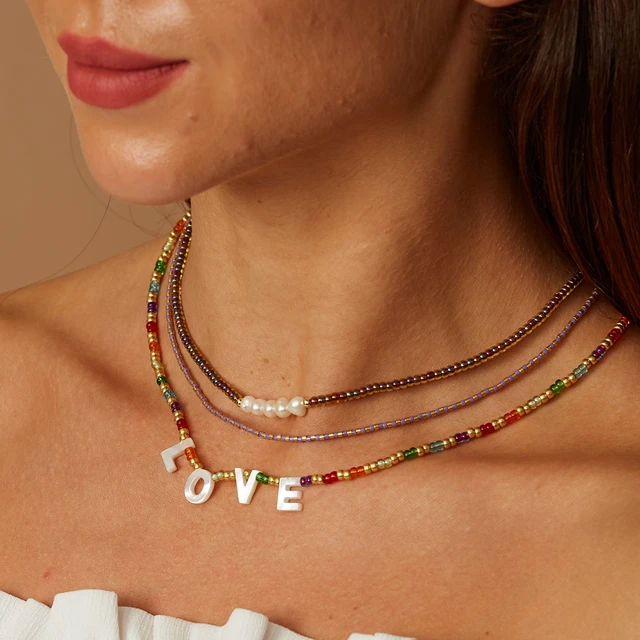 Power Of White Love Beaded Necklace | Handmade Jade and Gold | Ebru Jewelry