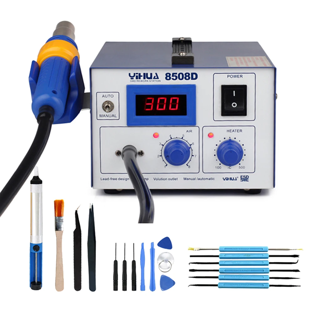 Package 1 220V YIHUA 8508D фена паяльная станция Тепловая пушка паяльная станция цифровой дисплей воздушный насос паяльная станция IC/PCB ремонт - Цвет: Package 1 220V