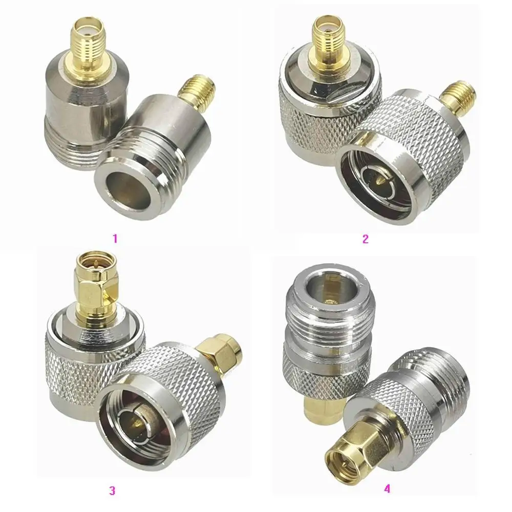 Conector SMA a N macho y hembra, convertidor de prueba de Adaptador Coaxial RF de latón, 1 Uds.