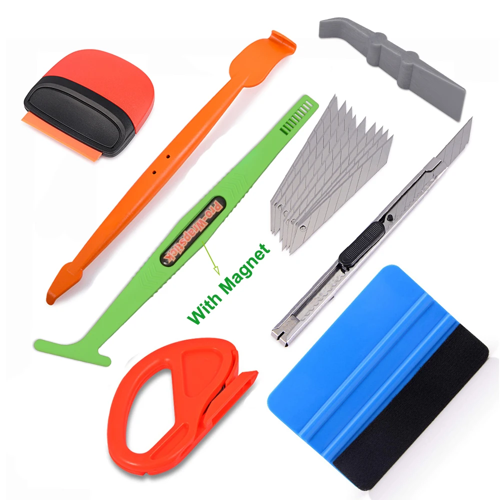 

EHDIS Carbon Foil Film Sticker Scraper Magnetic Squeegee Cutter Tools Kit Vinyl Wrap Remover Window Tint Car Styling Accessories