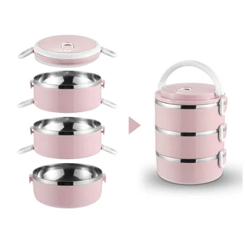 

Stainless Steel Lunch Box 3-Tier Layer Thermal Bento Box Leakproof Food Container with Handle Insulated Meal Box For Kids School