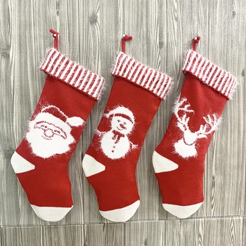 

Christmas Knitted Socks Gift Bag Fireplace Hanging Decoration Deer Gift Frame Tree Decoration Candy Gift Cute Exquisite Decor