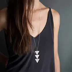 2019 новое ожерелье с подвеской треугольная Длинная цепочка женская подвеска-чокер подвеска с деревянной вставкой Bijoux Collier Femme Joyas mujer ras du Jewelry