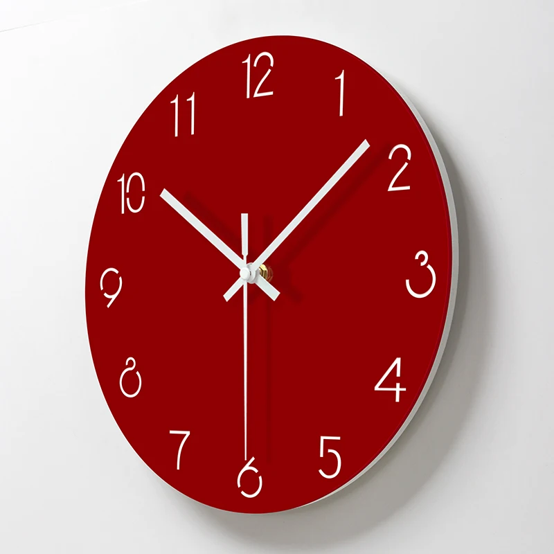 Настенные часы акриловые простые декоративные настенные часы красного цвета для гостиной бесшумные кварцевые Подвесные часы Современный дизайн домашний декор BB50W