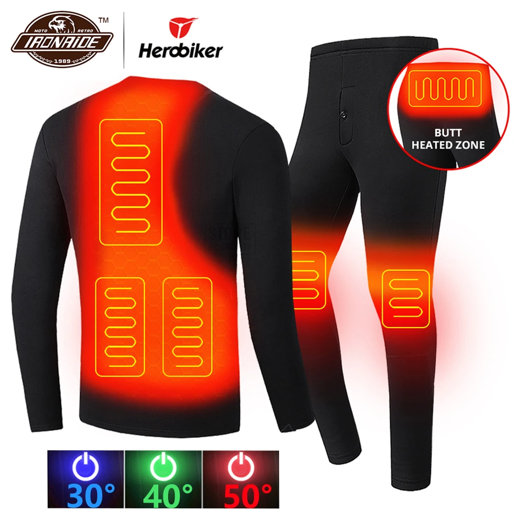 New Heated Motorcycle Jacket Men Women Heated Thermal Underwear Set USB Electric Suit Thermal Clothing for Winter S-5XL