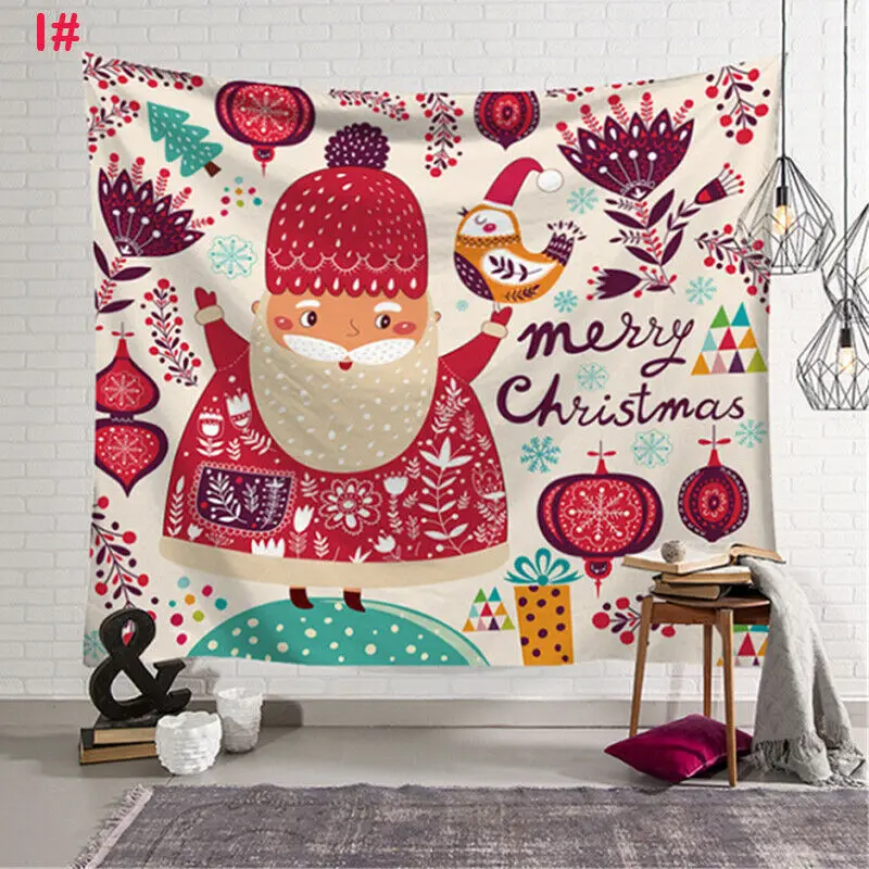Рождественское гобеленовое настенное художественное одеяло с милым рождественским рисунком, покрывало, украшения для дома, пляжное полотенце, Декор - Цвет: Тёмно-синий