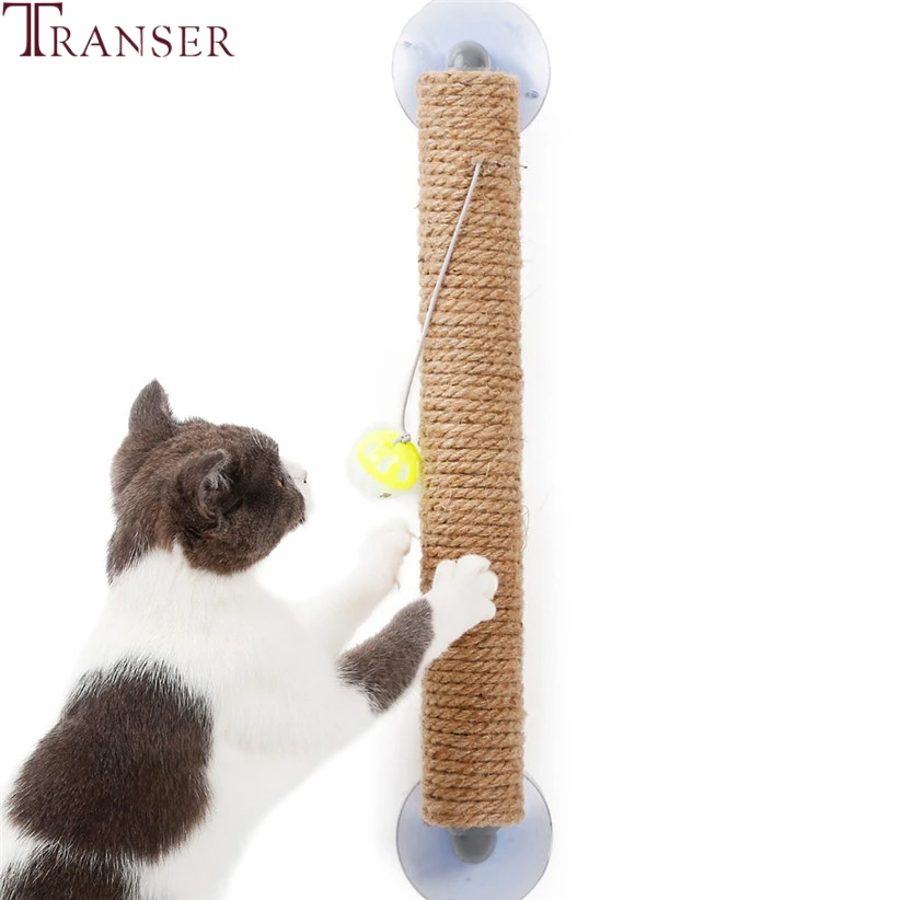 

Transer Pet Products Cat Toys Pet Cat Scratching Sisal Post Sucker Cat Toy for Window or Wall Cat Scratcher with Ball Bell 9828
