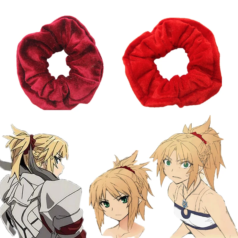

FGO Fate Apocrypha Cosplay Headwear Rubber band Servant Saber Mordred Blonde Ponytail Braids Synthetic Hair ring Hairtie Props