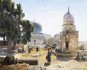 

Handmade Art Paintings by Teachers - Dome of Rock Jerusalem Israel Gustav Bauernfeind cityscape Jewish - Oil Painting on Canvas