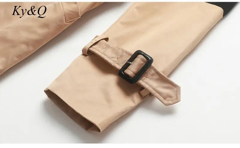 Runway Brand Winter Luxury Stitching Khaki Patchwork Long Section Windbreaker Jacket Women Jacket Sashes Elegant Outwear