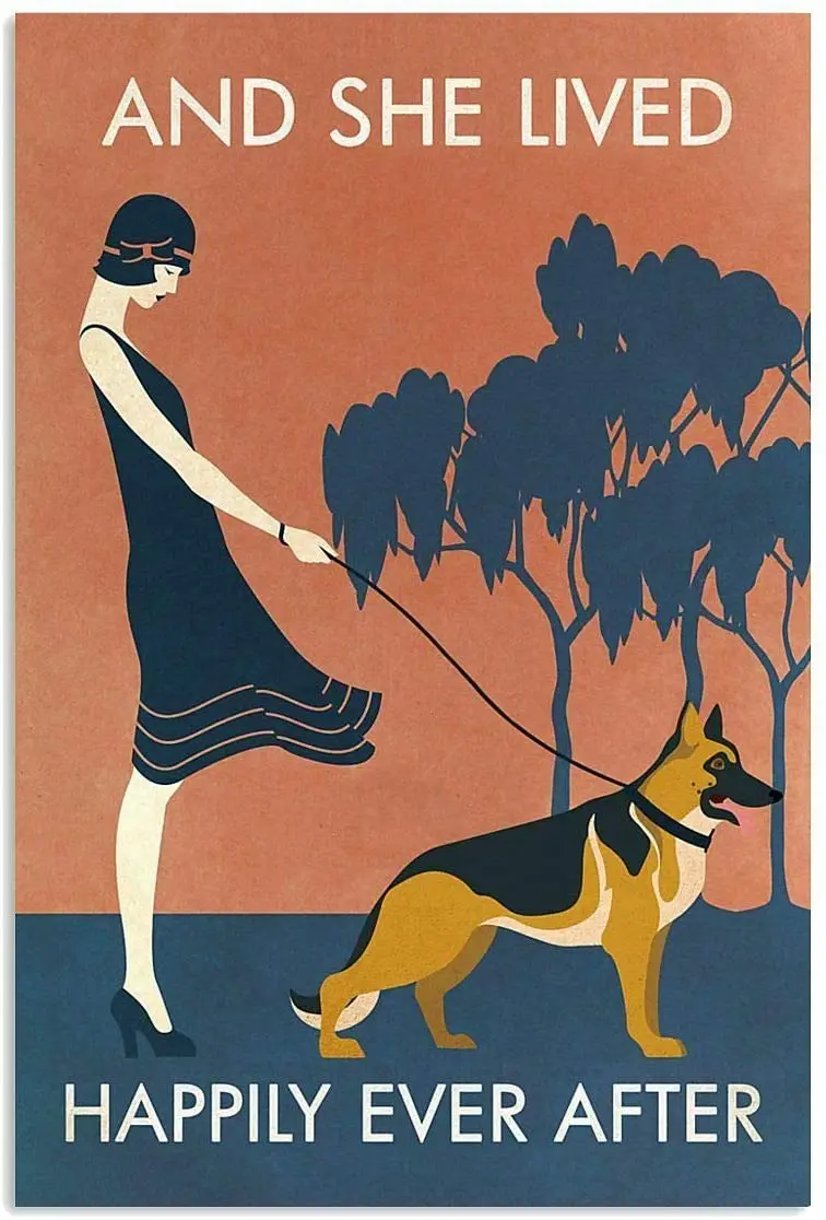 

She Lived Happily Ever After Poster German Shepherd Wall Decor Metal Sign Gift