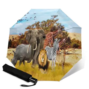 

Elephant creative men's and women's automatic three fold umbrella rainy day colorful fashion umbrella