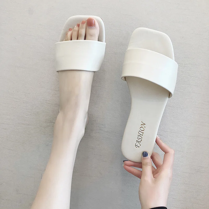 

2019 Summer New Style Large Size Sandals Women's Square Head Fashion Slipper Outer Wear Sandals WOMEN'S Shoes Fashion