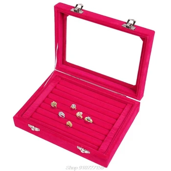 

Velvet Jewelry Rings Display Tray Earring Storage Case Jewelry Storage Box Makeup Organizer Storage Box N06 20 Dropshipping