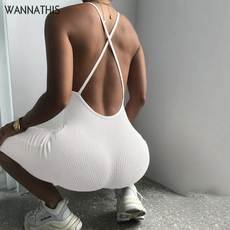 Женский Облегающий комбинезон WannaThis повседневный эластичный на бретелях