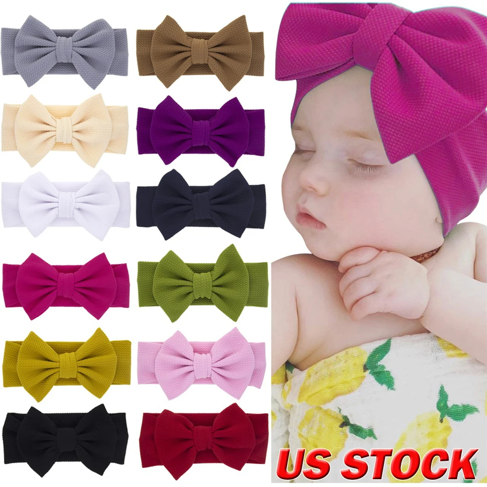 США головная повязка для новорожденных, Гибкая эластичная Детская резинка для волос, Цветочный бант для девочек