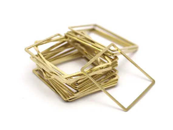 

6 Raw Brass Square Connectors (35mm) BS1309