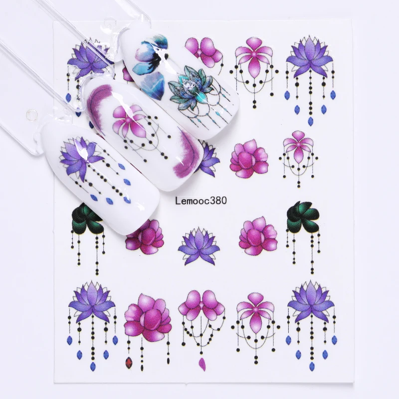 1 лист водная наклейка для ногтей цветной цветочный лист переводная наклейка для нейл-арта все для нейл-арта DIY Дизайн украшения