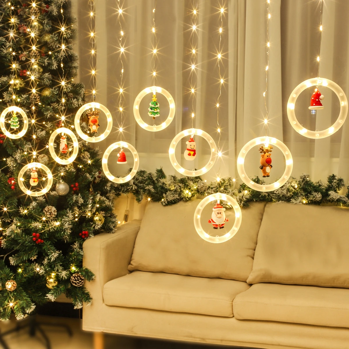 Incienso expedición Skalk Cortina de luces navideñas con forma de anillo, adornos navideños para el  hogar, regalo de Navidad, adornos de Luz Navideña, Año Nuevo 2021,  2022|Colgantes y adornos en forma de gota| - AliExpress