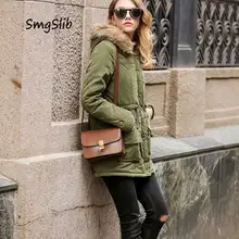 Женская Длинная зимняя куртка женская Милая парка с буквенным принтом Женская Теплая стеганая куртка Длинная женская зимняя куртка с капюшоном размера плюс