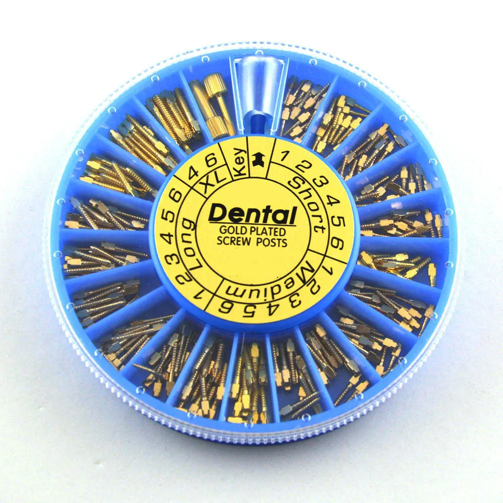 Dental 240 Pcs Mixed Conical Nordin Screw Posts Kits Refills 24K Gold