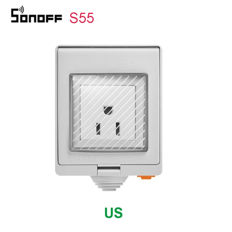 S55 US Itead Sonoff S55 Водонепроницаемый Wifi умная розетка переключатель UK/AU/US/FR/DE/ZA несколько версий Wifi розетка работает с Alexa Google Home - Комплект: S55 US