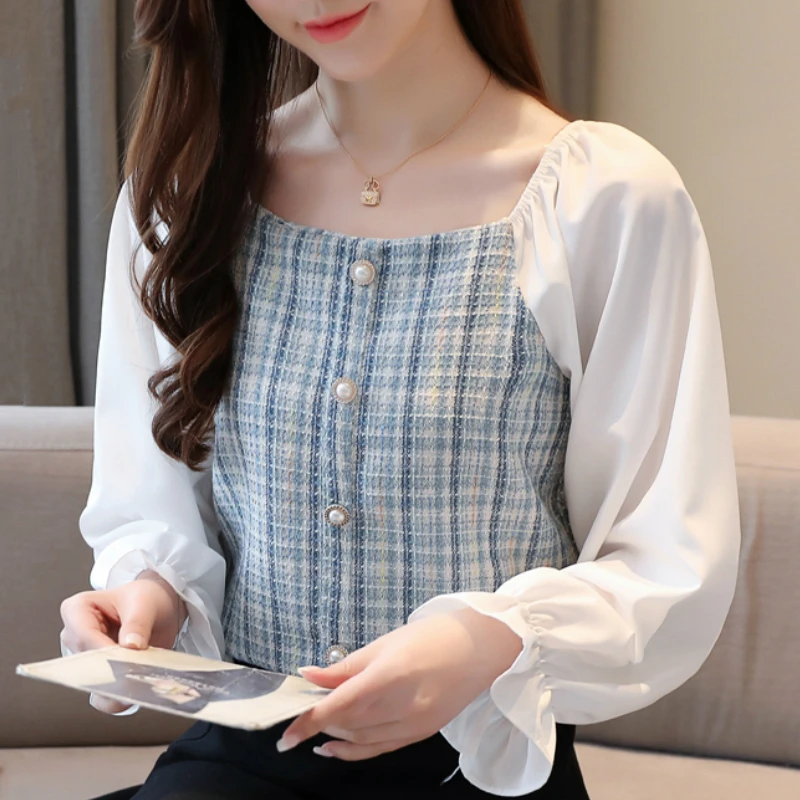 Blusas mujer de moda 2020 блуза с длинным рукавом женская белая шифоновая блузка вырезом