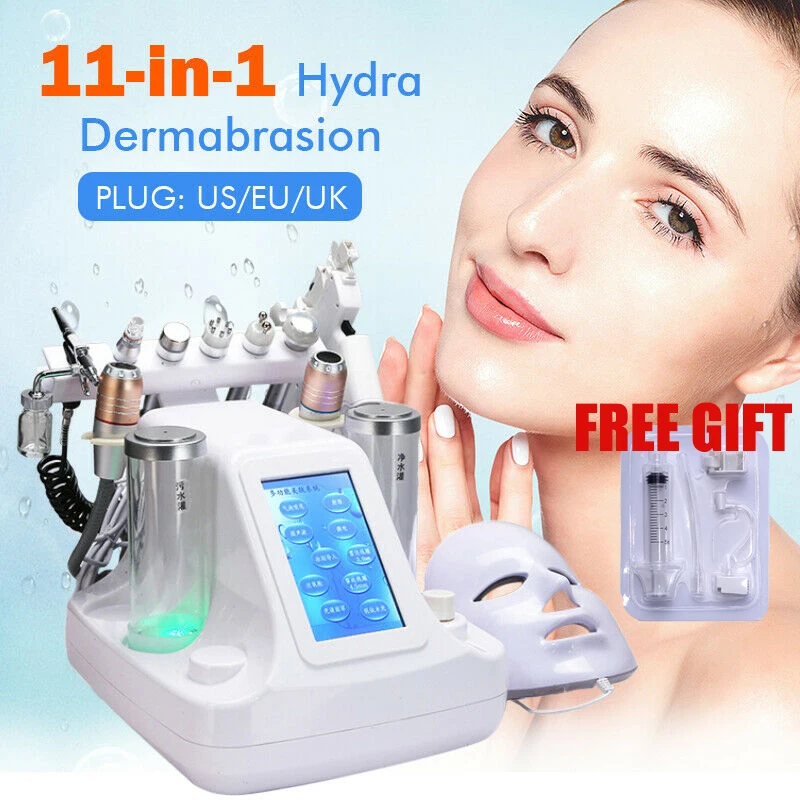 

11 in 1 H2-O2 Hydro Dermabrasion Hydrafacial Machine RF Bio-lifting Small Bubble Water Facial Microdermabrasion Machine Beauty