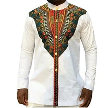 Модная мужская африканская одежда богатая Базен белая персонализированная печать с длинным рукавом рубашка кенийская Нигерия Южная Африка одежда