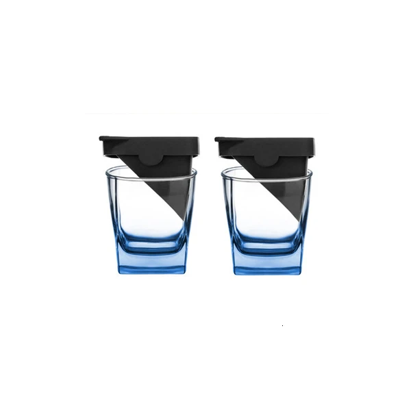 2 Pcs Blue Квадратная Айсберг стакан для виски с силикагелем ледяная форма шаблон ледяной торт плесень пленка Verre виски Steining вино чашка XO водка стекло - Цвет: 2 Pcs Blue