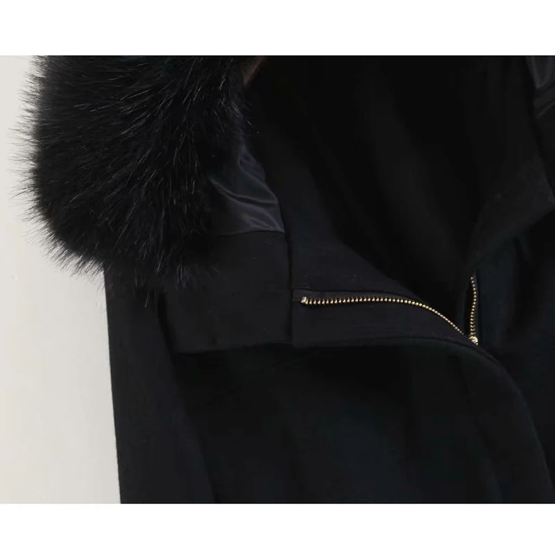 ZOEPO шерстяное пальто на молнии с капюшоном для женщин, модные однотонные куртки с меховым воротником, женские элегантные пальто с длинным рукавом для женщин JL