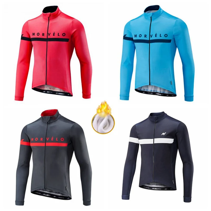 

men's morvelo winter cycling Jersey windproof warm Cycling Clothing top shirt bike wear Maillot Ciclismo downhill sports jakcet