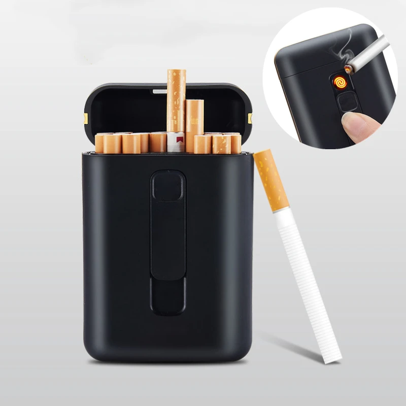 2 в 1 сигареты Чехол Коробка Зажигалка для курения USB Перезаряжаемые Электронная