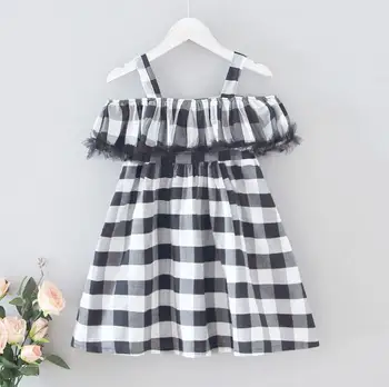 

6pcs/lot Summer Baby girls clothing girl dress Plaid kids clothes princess girl dresses 2-8T sylvia 613877955203