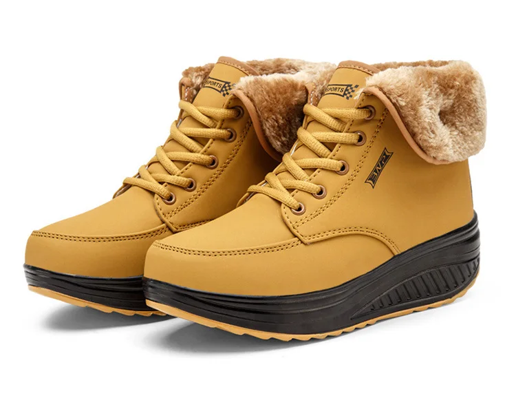Women Boots Hot Ankle Boots Platform Snow Boot Female Winter Shoes Woman Warm Plush Swing Shoes Waterproof Short Booties