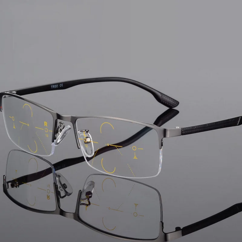 Прогрессивные многофокальные очки, мужские солнцезащитные очки с переходом, фотохромные очки для чтения, мужские очки для чтения, близкие к дальнему прицелу, NX - Цвет оправы: gun
