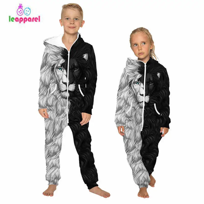 TJ10024 LEAPPAREL/Детский комбинезон с 3D-принтом, с принтом скелета, для мальчиков и девочек, свободная осенне-зимняя верхняя одежда с длинными рукавами - Цвет: TJ10024