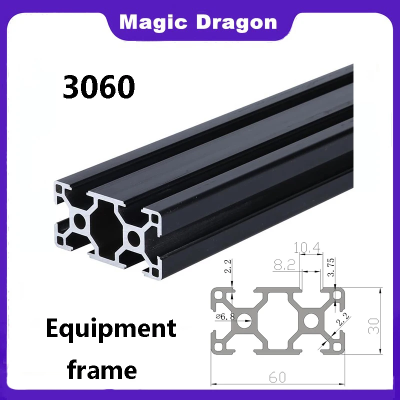 Alumínio Perfil Extrusão Comprimento 100 1000 mm Padrão Europeu Anodizado Trilho Linear para Faça Você Mesmo Cnc 3d Peças de Impressora Peças 3060 Preto