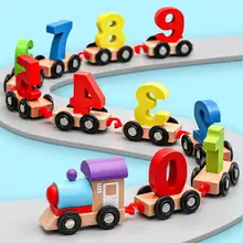 

Imagination Improvement Train Toy Ten Carriages Independent Detachable Educational Cartoon Number Wooden Train Toy for Education