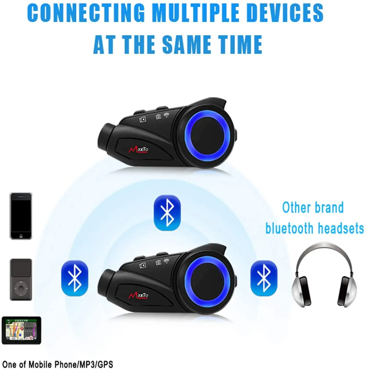Maxto Motorcycle Bluetooth Headset with 