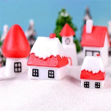 Год Рождество маленький домик микро ландшафтное украшение для домашнего сада миниатюрная статуя DIY изделия из смолы кукла модель орнамент