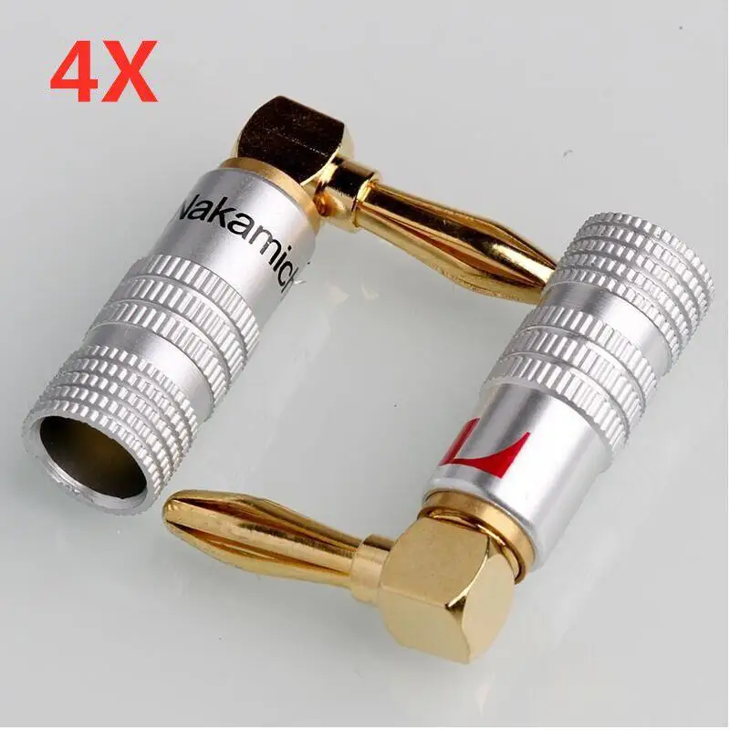 4 шт. Nakamichi штекер банана под прямым углом 90 градусов 4 мм позолоченный видео адаптер для динамиков аудио разъем разъемы типа «банан»