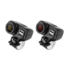 Motorcycle Dual USB Charger Voltmeter Thermometer Socket for Cell Phones/Tablets/GPS Jy25 19 Droship