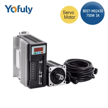 

750W 3A AC Servo Motor 3000RPM Single-Phase 80ST-M02430 AC Servo Motor + Servo Motor Driver，With 3M Cable