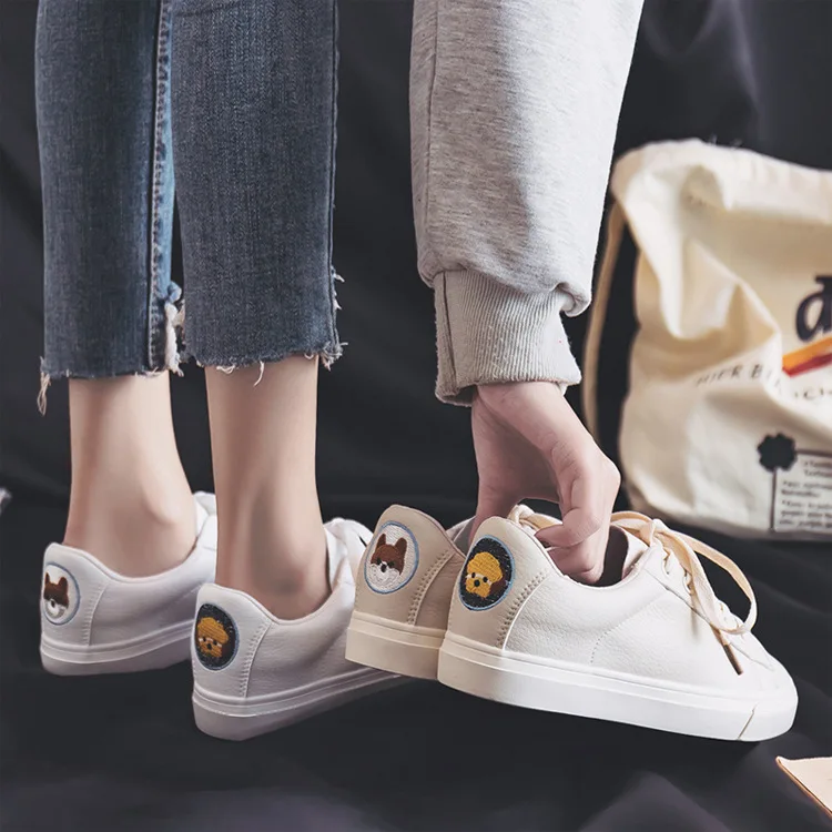 Women Casual Shoes Light Sneakers Breathable PU Autumn Vulcanized Shoes Outdoor Lace-Up Shoes Tennis