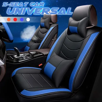 

8Pcs PU Leather Car Full Surround Seat Cover Seat Cushion Protector Set with pillows Universal for most 5 Seats Car