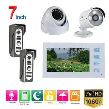 

Video Doorphone 7"Color Intercom System With 2pcs AHD 1080P Camera Waterproof Digital IP Doorbell Camera Viewer IR Night Vision