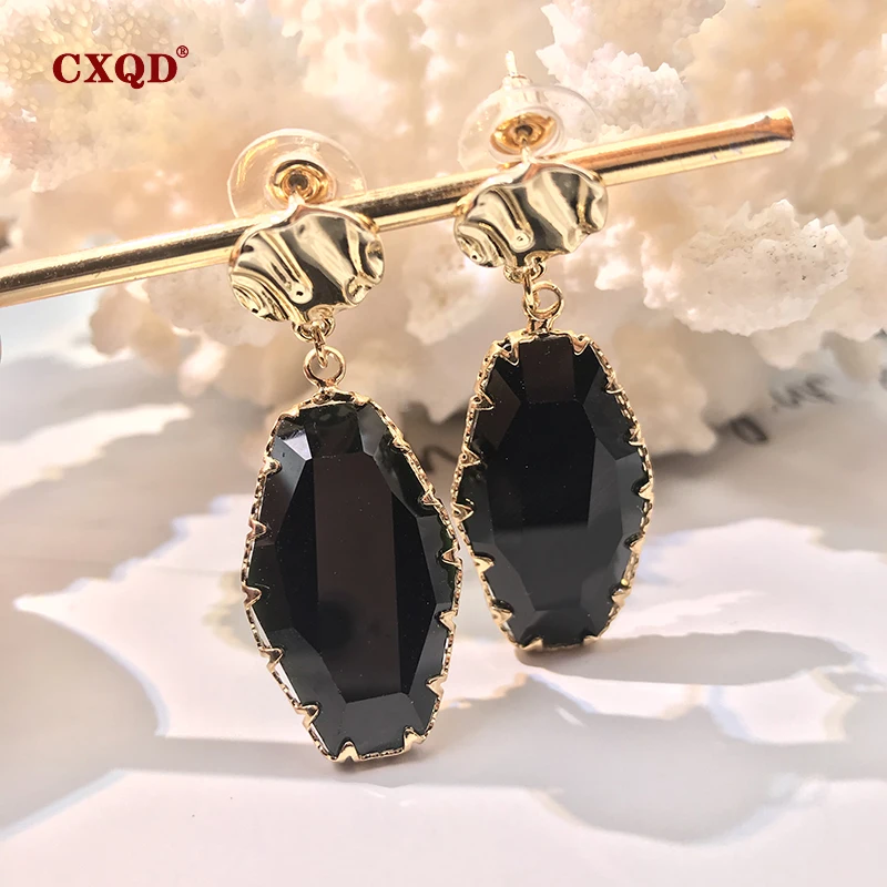 Женские асимметричные серьги CXQD вечерние из прозрачного стекла с кристаллами