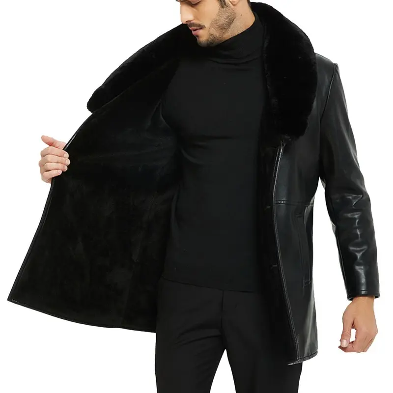 Мужчины искусственная кожа куртка с воротником из искусственного меха Veste Moto Homme Толстая теплая одежда пальто классические пальто из искусственной кожи Chaqueta Hombre Cuero